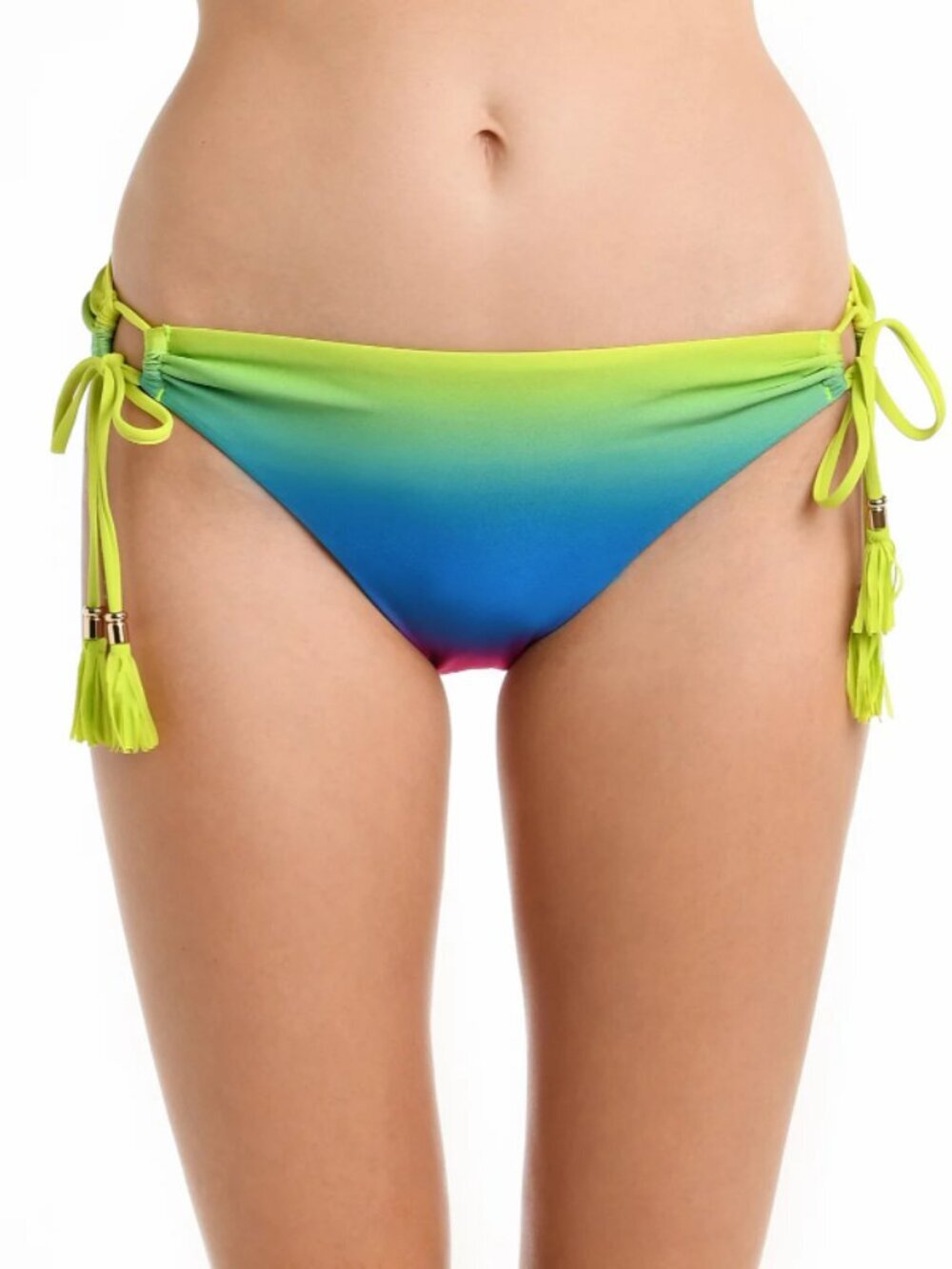 La Blanca Women's 10 Ombre Multicolor Setting Sun Tassel-Tie Hipster Bottoms NWT